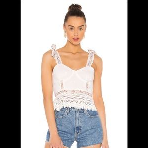 Tularosa floral tie strap bustier peplum tank top